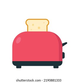 Toaster Icon Clipart Vector Illustration. Pop Up Toaster Sign Flat Vector Design. Red Toaster Icon Isolated On White Background. Bread Toaster Cartoon Clipart. Kitchen Appliance Concept Symbol