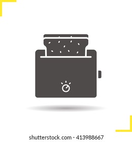 Toaster icon. Drop shadow silhouette symbol. Toasted bread vector isolated illustration