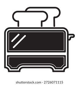 Ícone de torradeira com traçado editável. Símbolo de aparelho de cozinha isolado em um fundo transparente, perfeito para torradas, pão, café da manhã, cozinhar e projetos de design relacionados à comida.