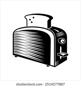 Toaster Icon, Electric Device Appliance For Toasting Bread Vector Art Illustration