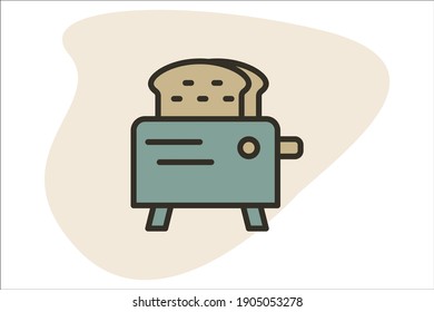 Toaster icon filled line color design Appliance and Furniture Related.