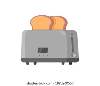 toaster icon flat vector with two slice bread, Isolated illustration