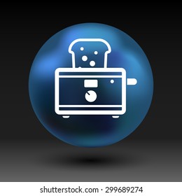 toaster icon isolated slice crust white snack appliance.