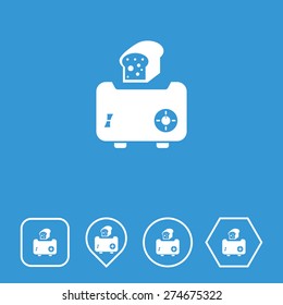 Toaster Icon on Flat UI Colors with Different Shapes. Eps-10.