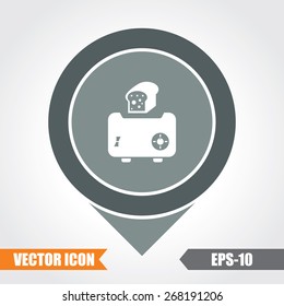 Toaster Icon On Map Pointer. Eps.-10.