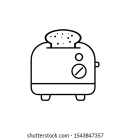 Toaster icon in outline style isolated on white background. Household appliance symbol stock vector illustration.