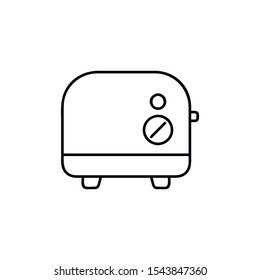 Toaster icon in outline style isolated on white background. Household appliance symbol stock vector illustration.