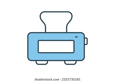 Toaster icon. icon related to kitchen, household appliances. Flat line icon style design. Simple vector design editable