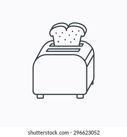 Toaster icon. Sandwich machine sign. Linear outline icon on white background. Vector