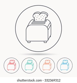 Toaster icon. Sandwich machine sign. Linear circle icons.