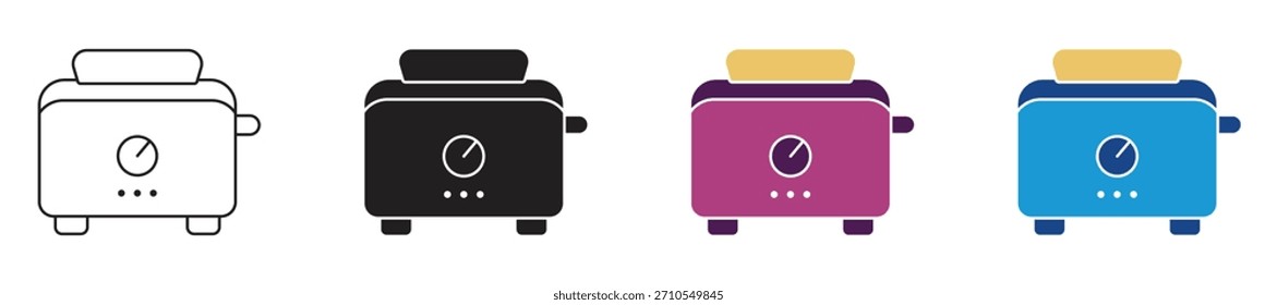 Toaster icon set. Electrical toaster symbol, vector illustration. 