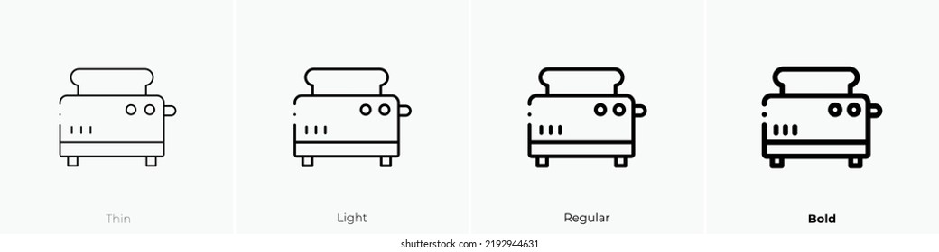 toaster icon. Thin, Light Regular And Bold style design isolated on white background