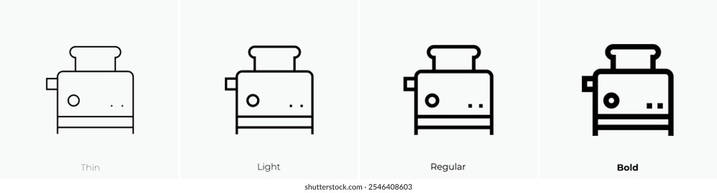 toaster icon. Thin, Light Regular And Bold style design isolated on white background