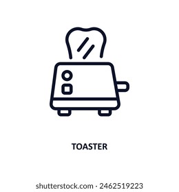 icono de tostadora. Icono de tostadora de línea delgada de la colección de la cocina. Vector de contorno aislado sobre fondo blanco. Símbolo de tostadora editable se puede utilizar Web y móvil