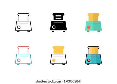 toaster icon vector illustration with six different style design. isolated on white background