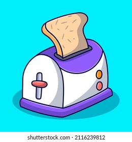 Toaster  illustration with colored hand drawn doodle style