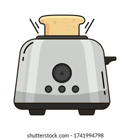 Toaster illustration with toasted bread.