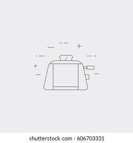 Toaster isolated line icon. Kitchen small appliances. Kitchen equipment logo.
