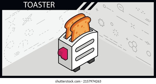 Toaster isometric design icon. Vector web illustration. 3d colorful concept