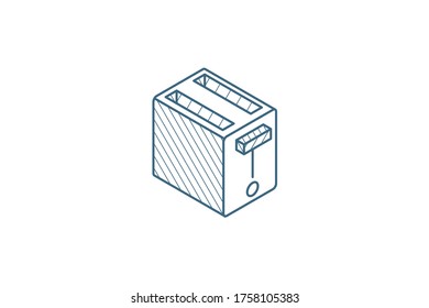 Toaster isometric icon. 3d vector illustration. Isolated line art technical drawing. Editable stroke