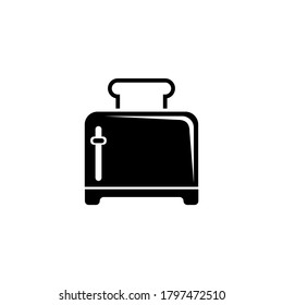 Toaster, Kitchen Electric Device for Toasts. Flat Vector Icon illustration. Simple black symbol on white background. Toaster Kitchen Electric Device sign design template for web and mobile UI element