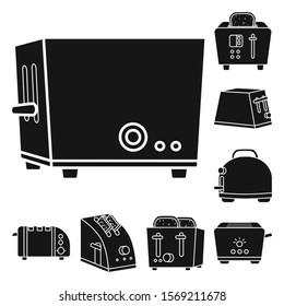 Toaster of kitchenware vector black icon. Set icon of toaster cooking.Vector isolated illustration equipment for cooking.
