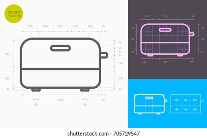 toaster line icon (golden section)