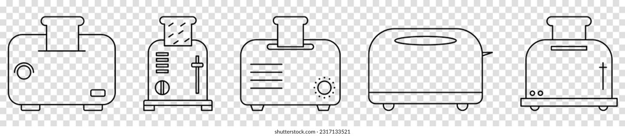 Toaster line icons set. Kitchen appliances icons. Vector illustration  isolated on transparent background