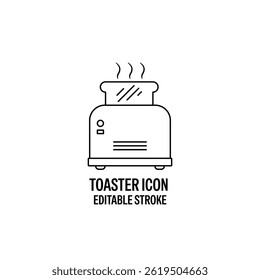 Toaster Line Style Vector Icon Black with White Background Flat Design Illustration 