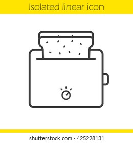 Toaster linear icon. Thin line illustration. Toasted bread contour symbol. Vector isolated outline drawing