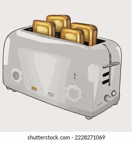 Toaster, Toaster Machine Illustration Vector Cartoon Drawing