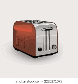 Toaster, Toaster Machine Illustration Vector Cartoon Drawing