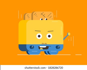 Toaster makes bread for Breakfast with a smile