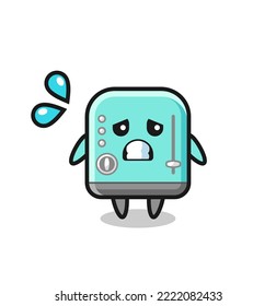 toaster mascot character with afraid gesture , cute design