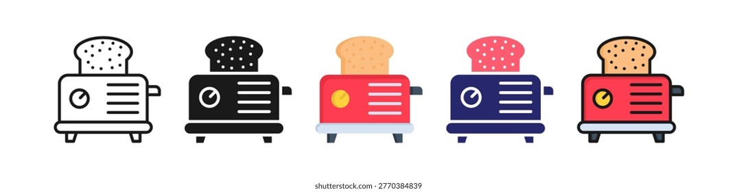 Toaster Multiple Style Icon Set Collection..