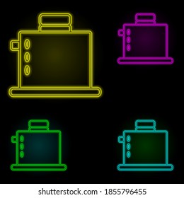 toaster neon color set icon. Simple thin line, outline vector of kitchen icons for ui and ux, website or mobile application