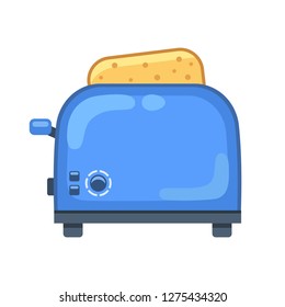 Toaster on white background, flat design vector illustration