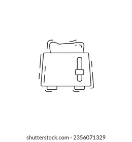 toaster oven with bread thin line icon
