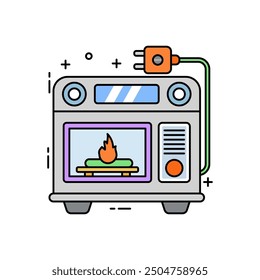 Toaster Oven Filled Color Icon, Vector illustration