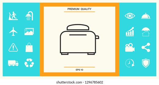 Toaster Oven linear icon. Graphic elements for your design