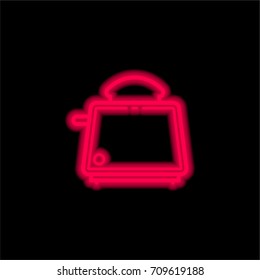 Toaster red glowing neon ui ux icon. Glowing sign logo vector