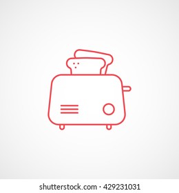 Toaster Red Icon On White Background