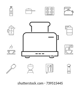 Toaster. Set of kitchen icons on white background