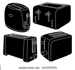 Toaster silhouettes set. Toaster vector group for web design isolated on white background.