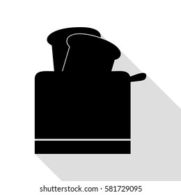 Toaster simple sign. Black icon with flat style shadow path.