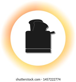 Toaster simple sign. Dark icon with shadow on the glowing circle button. Illustration.