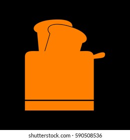 Toaster simple sign. Orange icon on black background.