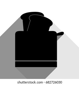 Toaster simple sign. Vector. Black icon with two flat gray shadows on white background.
