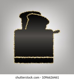 Toaster simple sign. Vector. Blackish icon with golden stars at grayish background.