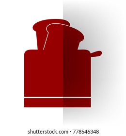 Toaster simple sign. Vector. Bordo icon on white bending paper background.